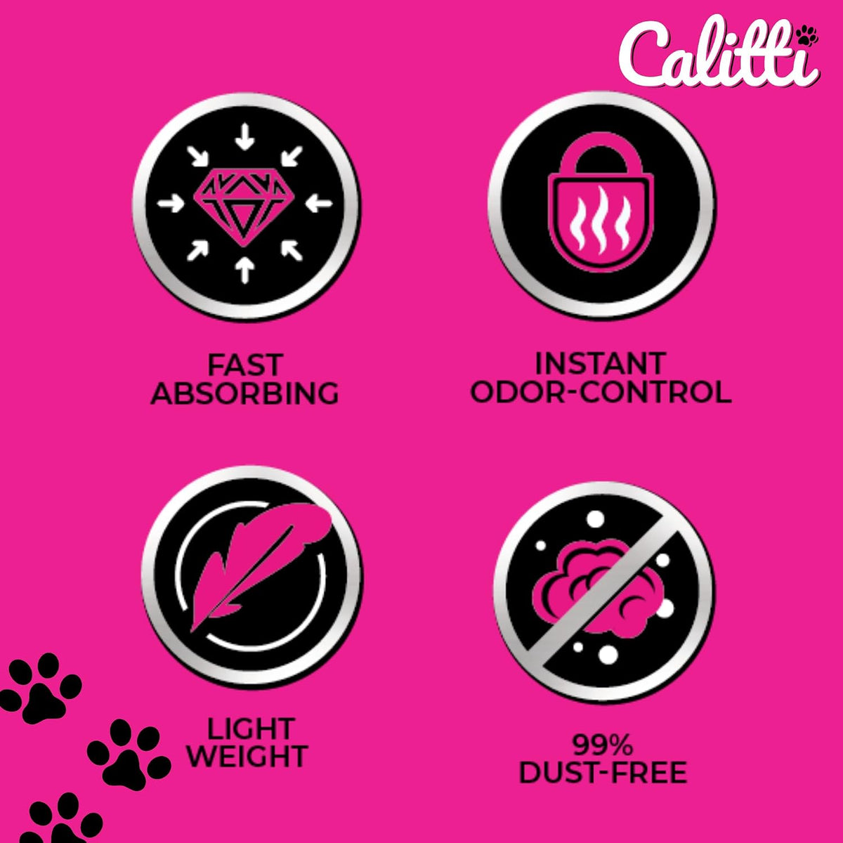 Calitti Premium Crystal Cat Litter – 99.9% Dust Free, Maximum Odor Control, Soft on Paws, Low Tracking, Lightweight Silica Gel, Non-Clumping, Multi-Cat, Unscented – 8 lb Bag