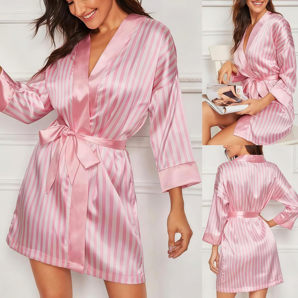 Women's Satin Kimono Robe, XXL