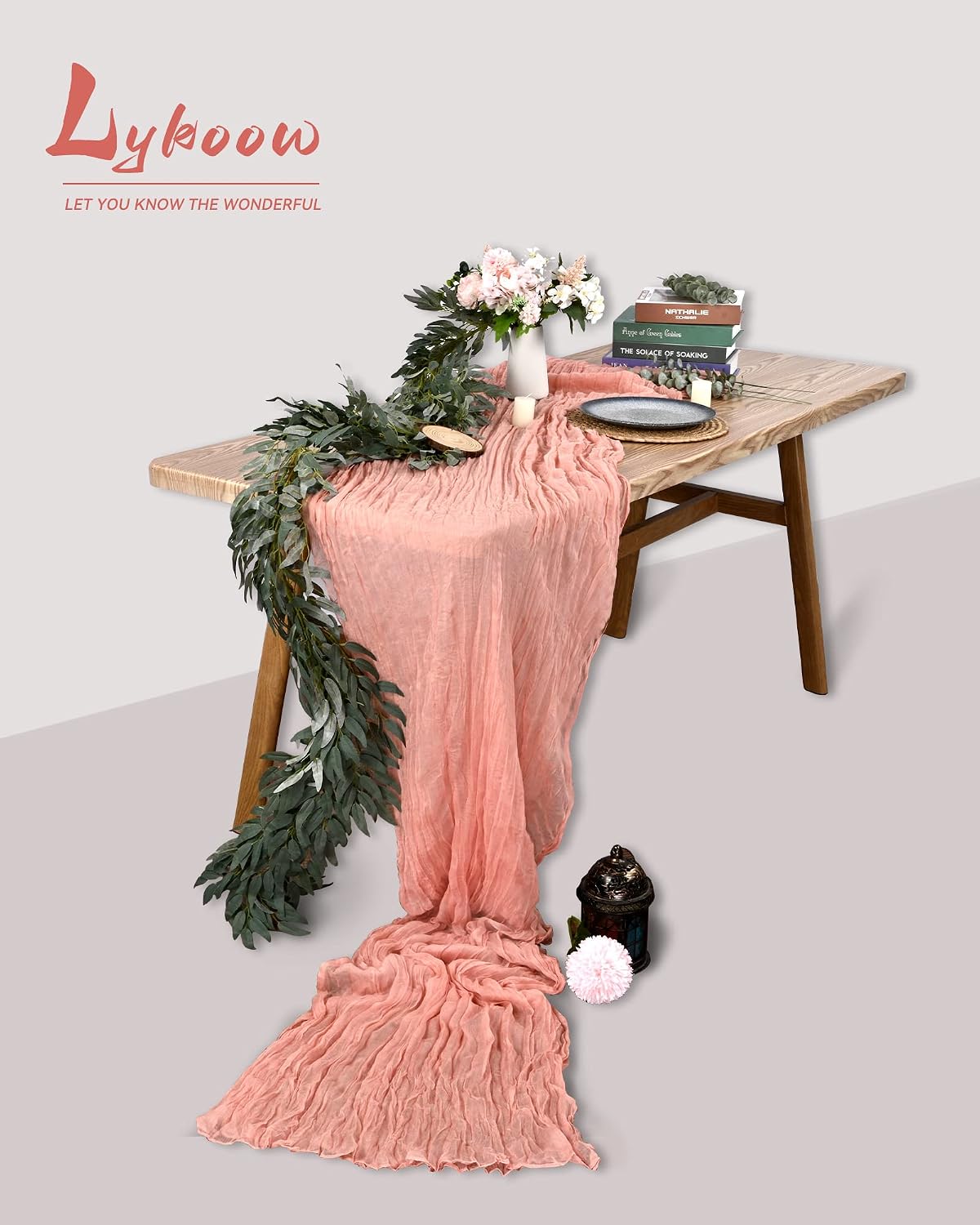 10 Packs Cheesecloth Table Runner - Peach Coral, 10Ft x 35" Rustic Gauze Boho Wedding Table Runner Decoration for Wedding Party Bridal Shower