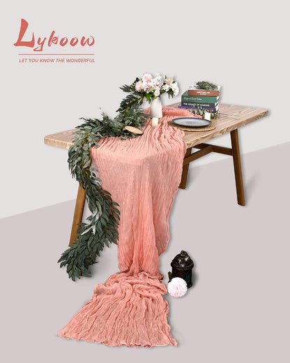 10 Packs Cheesecloth Table Runner - Peach Coral, 10Ft x 35" Rustic Gauze Boho Wedding Table Runner Decoration for Wedding Party Bridal Shower