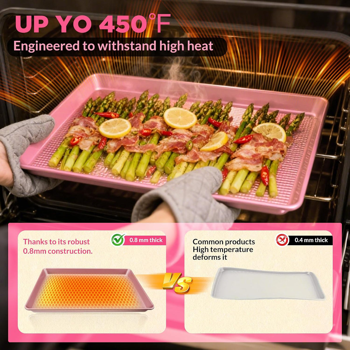 3-Piece Heavy Duty Carbon Steel Baking Sheets Set,Non-Stick Cookie