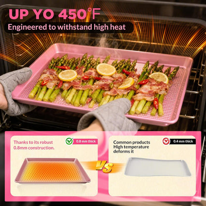 3-Piece Heavy Duty Carbon Steel Baking Sheets Set,Non-Stick Cookie