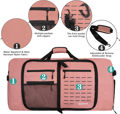 Goloni 80L Foldable Duffle Bag for Travel, Large Durable Travel Duffel Bag