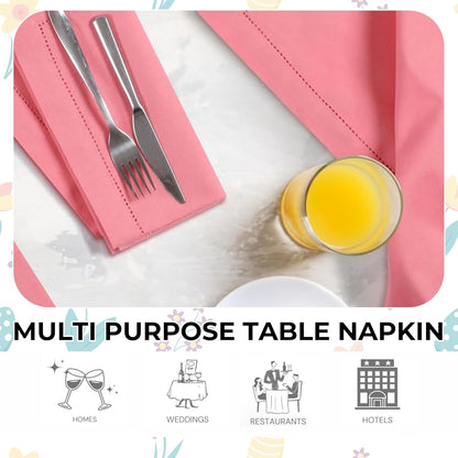 Peach Cloth Napkins Set of 12, 18x18 Inch, Absorbent Cotton Blend Washable and Reusable Dinner Napkins for Table, Thanksgiving, Christmas, Wedding, Restaurant, Kitchen & Everyday Use