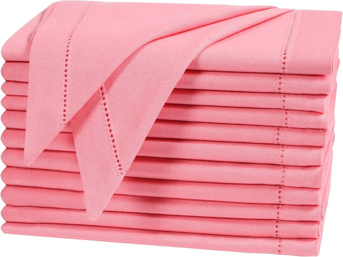 Peach Cloth Napkins Set of 12, 18x18 Inch, Absorbent Cotton Blend Washable and Reusable Dinner Napkins for Table, Thanksgiving, Christmas, Wedding, Restaurant, Kitchen & Everyday Use