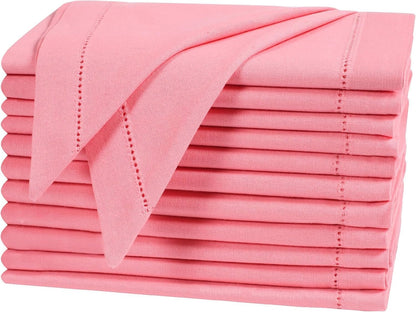 Peach Cloth Napkins Set of 12, 18x18 Inch, Absorbent Cotton Blend Washable and Reusable Dinner Napkins for Table, Thanksgiving, Christmas, Wedding, Restaurant, Kitchen & Everyday Use