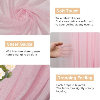 Wedding Arch Draping Fabric Backdrop Drapes 28.7"x 20FT, Blush Pink