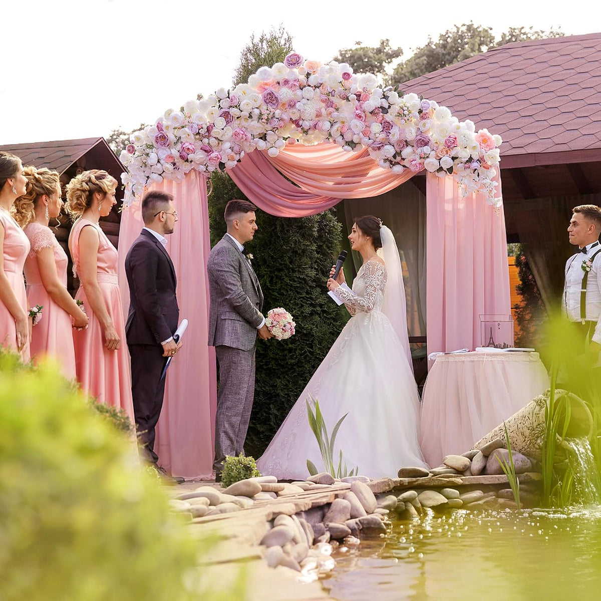 Wedding Arch Draping Fabric Backdrop Drapes 28.7"x 20FT, Blush Pink