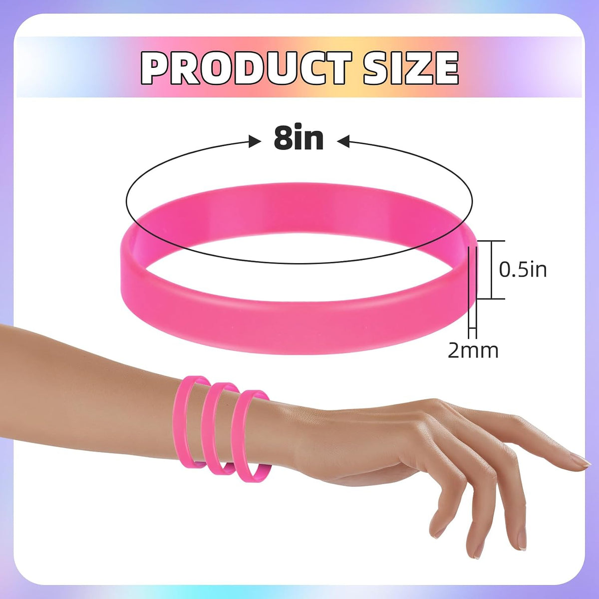 12 Pcs Rubber Bracelets Silicone Wristbands 12 Colors/Black/Green/Yellow/Orange/Blue/Purple/Red/Pink, Sport Elastic Silicone Bands
