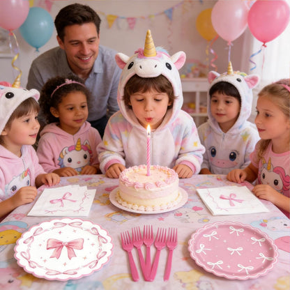 96 Pcs Pink Bow Paper Plates and Napkins Party Supplies Serve 24