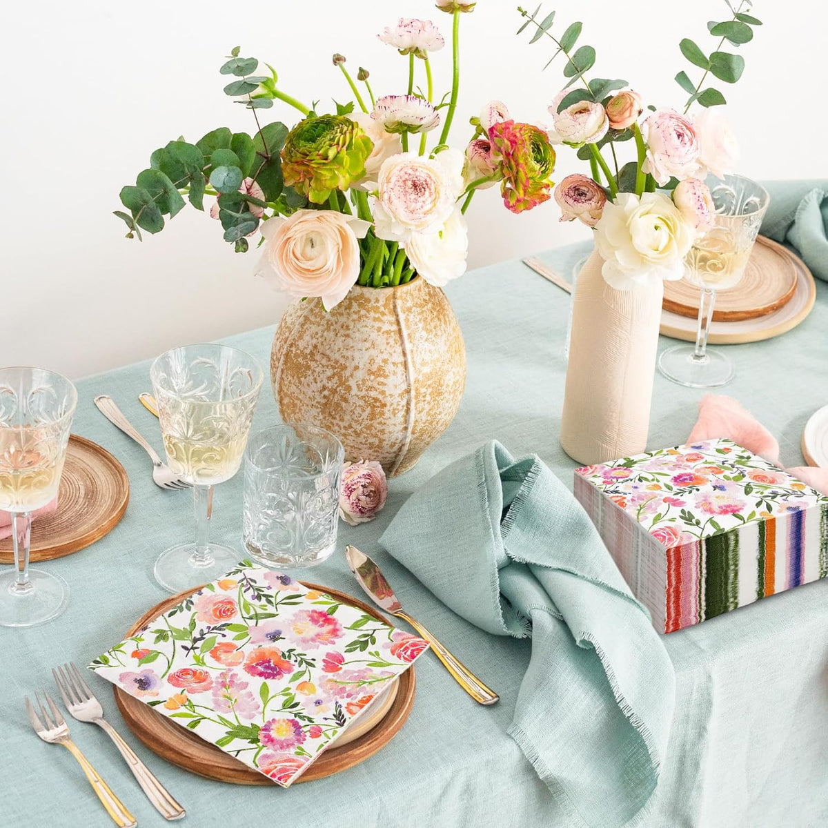 80Pcs Floral Paper Napkins Watercolor Pink Flowers Disposable Luncheon Napkins Spring Summer Dessert Dinner Hand Napkin for Wedding Birthday Baby Shower
