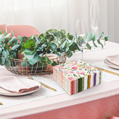 80Pcs Floral Paper Napkins Watercolor Pink Flowers Disposable Luncheon Napkins Spring Summer Dessert Dinner Hand Napkin for Wedding Birthday Baby Shower