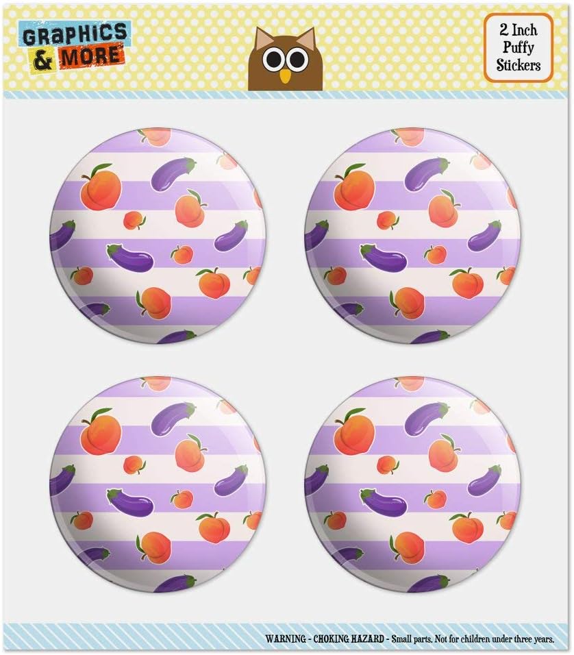 Cute Peaches and Eggplants on Stripes Pattern Puffy Bubble Dome