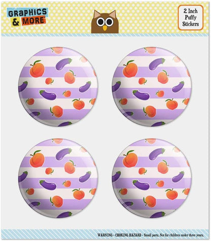 Cute Peaches and Eggplants on Stripes Pattern Puffy Bubble Dome