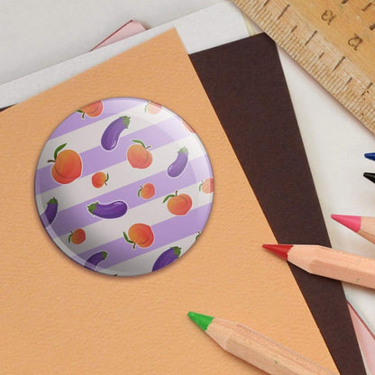 Cute Peaches and Eggplants on Stripes Pattern Puffy Bubble Dome