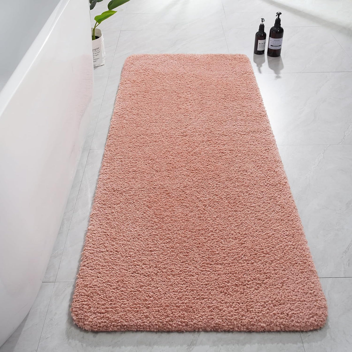 AROGAN Long Bathroom Runner Rug, Non Slip Bath Mat, 24x60 Inch Pink