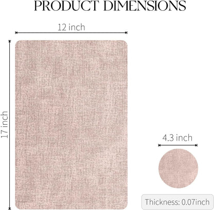 Faux Leather Placemats Set of 4, Heat Resistant Vinyl Place Mats with Coasters, Wipeable Washable Waterproof Oil Proof Table Mats for Kitchen Dining Indoor Outdoor, 12" x 17", Pink