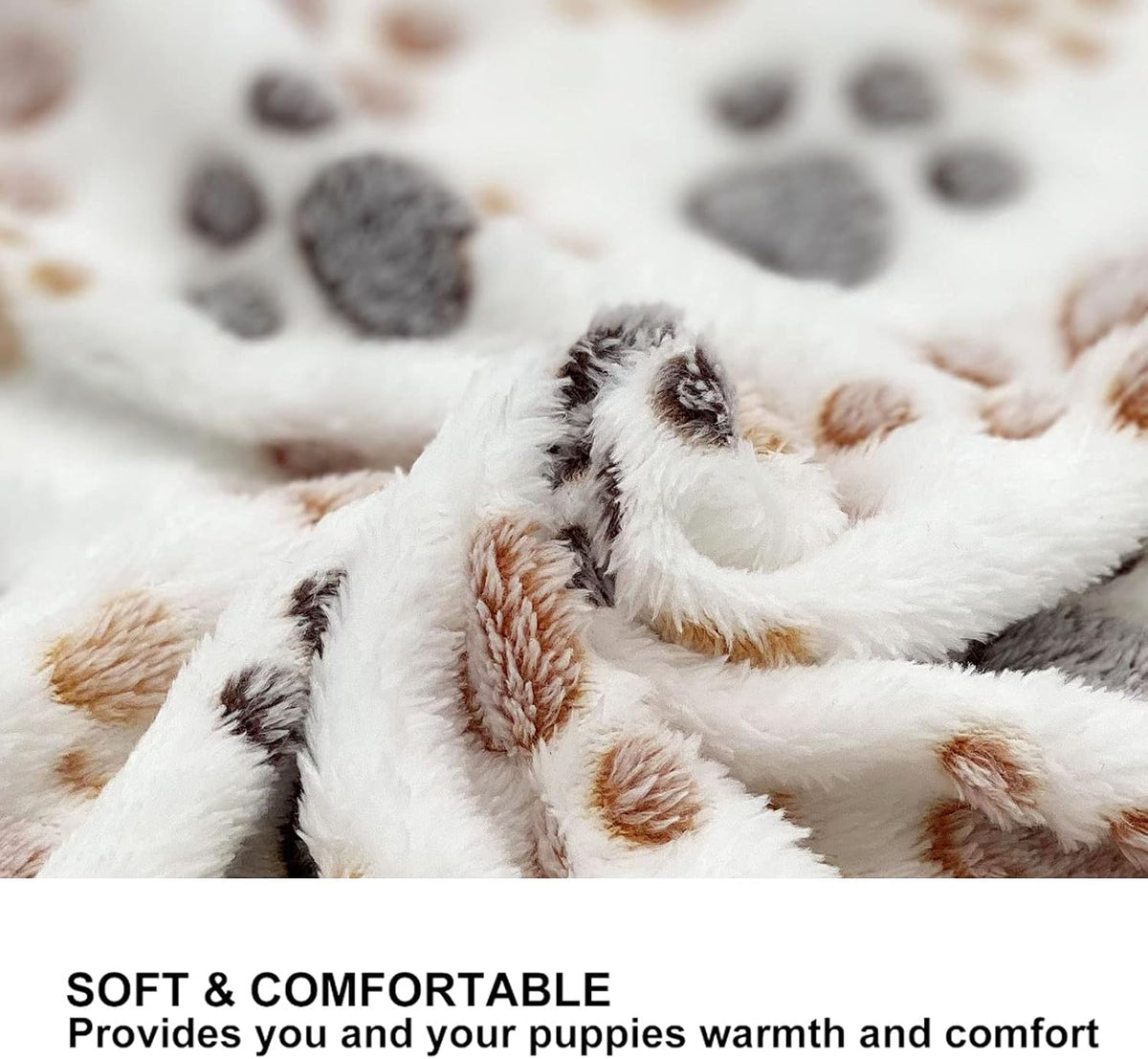 1 Pack 3 Puppy Dog Blankets Super Soft Warm Sleep Mat Fluffy Premium Fleece Pet Blanket Flannel Throw for Dog Puppy Cat - Paw Print Beige/Pink/Brown Large(40"x30")