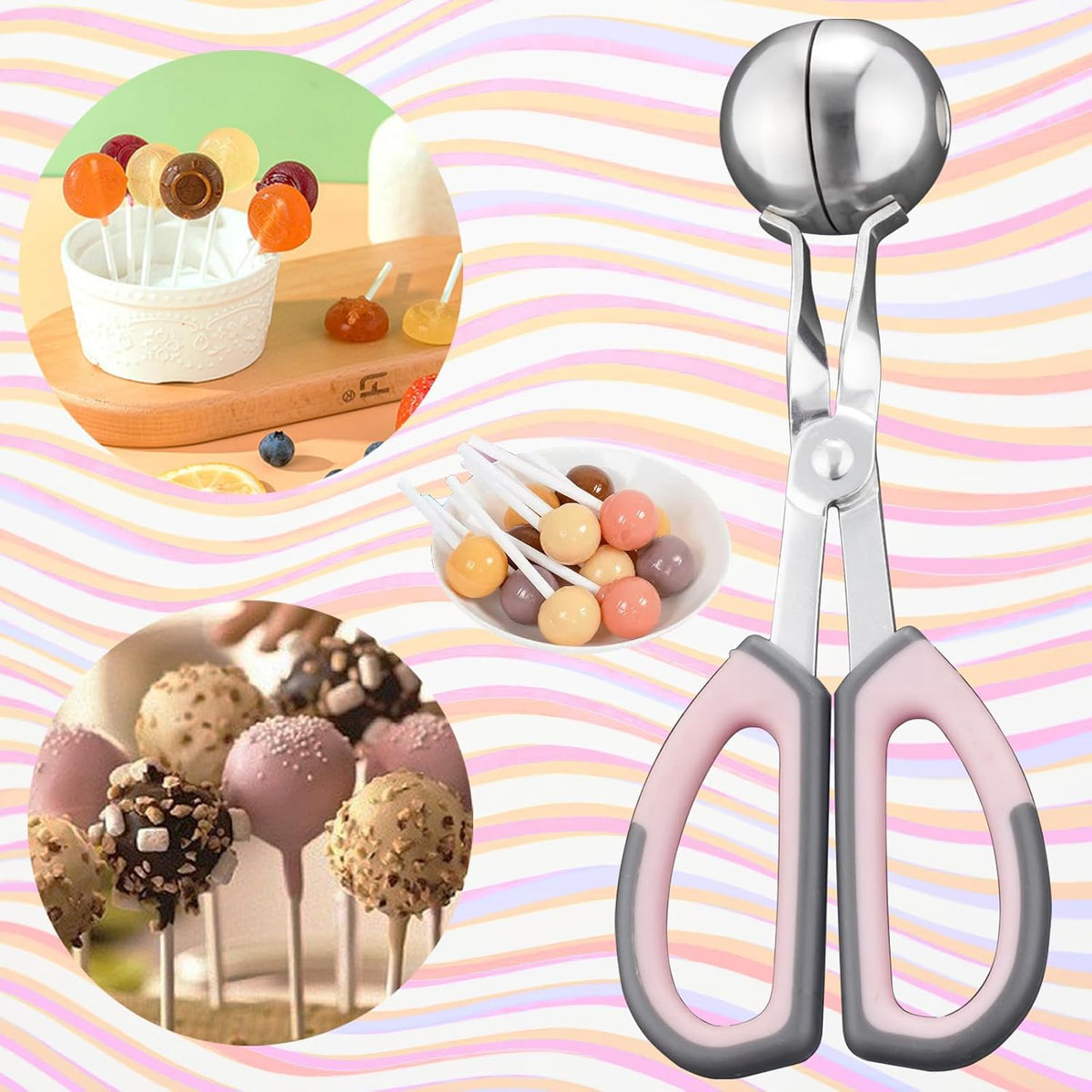 Cake Pop Kit, 100 Cake Pop Sticks, 100 Cake Pop Bags, 100 Twist Ties, 1 Cake Pop Mold Roller, Cake Pop Maker for Cakepops, Lollipop, Candies, Chocolates and Cookies