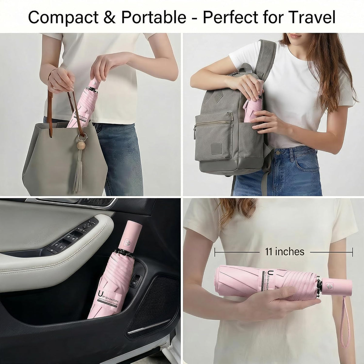 Small UV Protection Travel Umbrella Compact for Rain and Sun UPF 50+ Windproof Portable 42 inch Umbrella for Women and Men