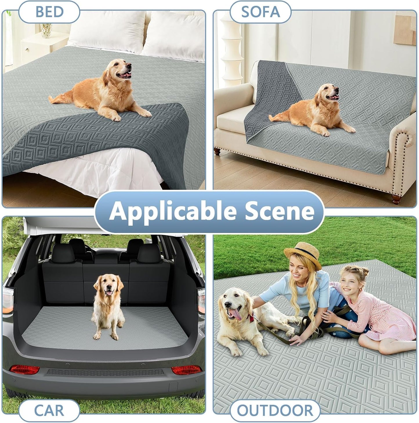 hyha Waterproof Dog Blanket, Soft Pet Bed Blankets, Waterproof Sofa Couch Cover for Dogs Washable, Reversible Pet Couch Covers for Sofa Furniture (82x82 Inch, Grey/Dark Grey)