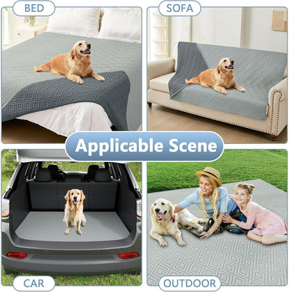 hyha Waterproof Dog Blanket, Soft Pet Bed Blankets, Waterproof Sofa Couch Cover for Dogs Washable, Reversible Pet Couch Covers for Sofa Furniture (82x82 Inch, Grey/Dark Grey)
