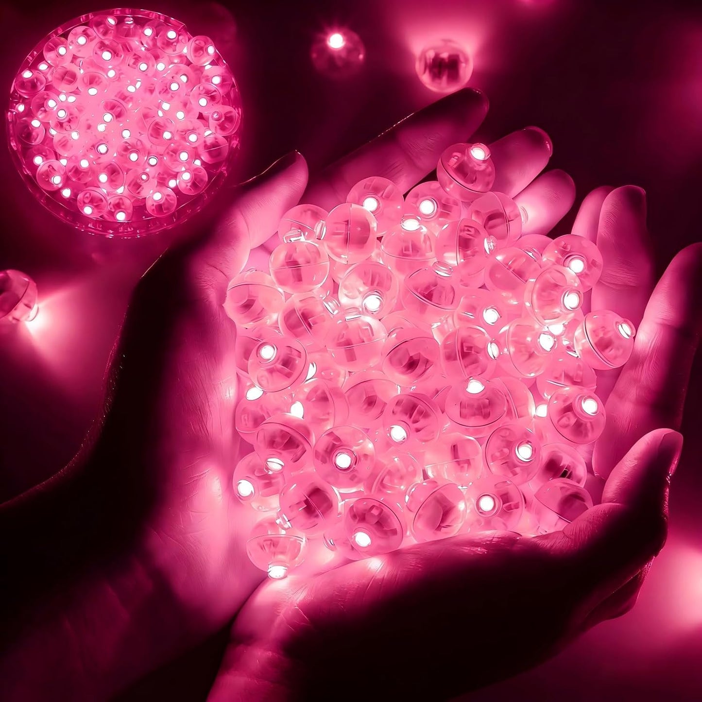 100pcs Balloon Lights Mini Led Lights Round Long Standby Time Paper Lantern Balloons Lighting for Birthday Party Christmas Halloween Decoration (Pink, 100 PCS)
