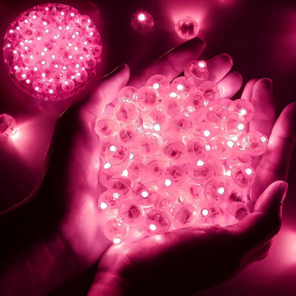 100pcs Balloon Lights Mini Led Lights Round Long Standby Time Paper Lantern Balloons Lighting for Birthday Party Christmas Halloween Decoration (Pink, 100 PCS)