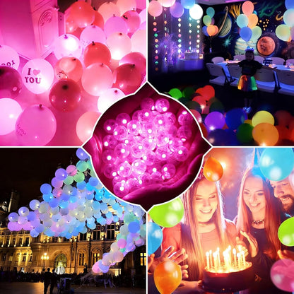 100pcs Balloon Lights Mini Led Lights Round Long Standby Time Paper Lantern Balloons Lighting for Birthday Party Christmas Halloween Decoration (Pink, 100 PCS)