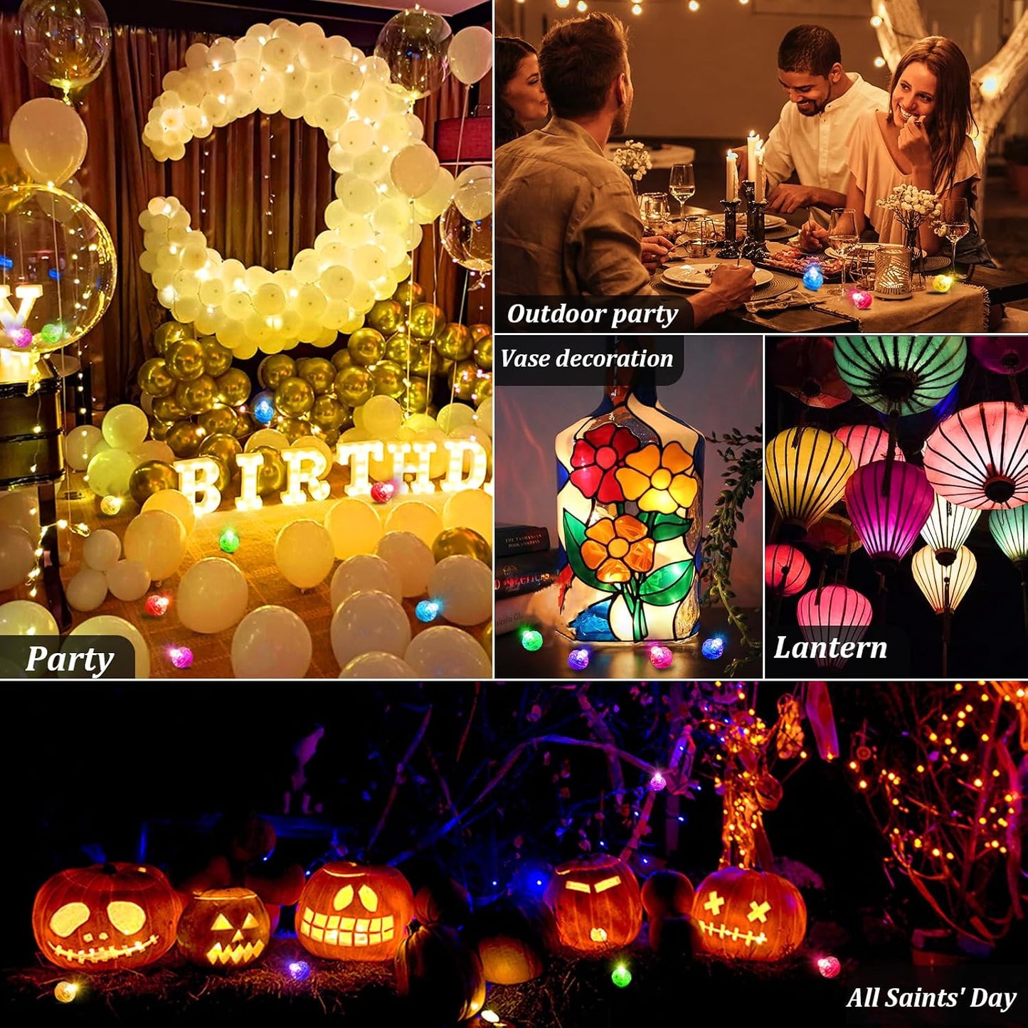 100pcs Balloon Lights Mini Led Lights Round Long Standby Time Paper Lantern Balloons Lighting for Birthday Party Christmas Halloween Decoration (Pink, 100 PCS)