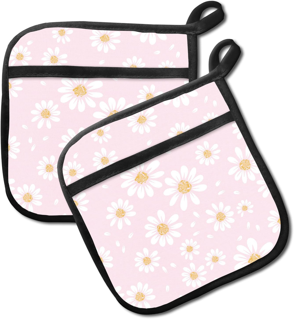 2 Pack Pot Holders for Kitchen Clearance, Cute Hot Pads, Funny Oven Pot Holders, Potholders Sets for Kitchen Heat Resistant Pink Cute Daisy