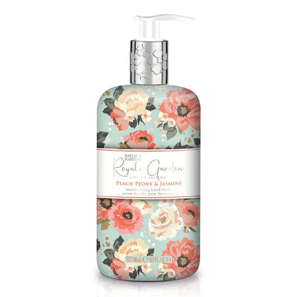 Liquid Hand Soap Wash with Dispenser, Royale Garden, Peach Peony & Jasmine, 16.9oz/500ml (6-Pack)