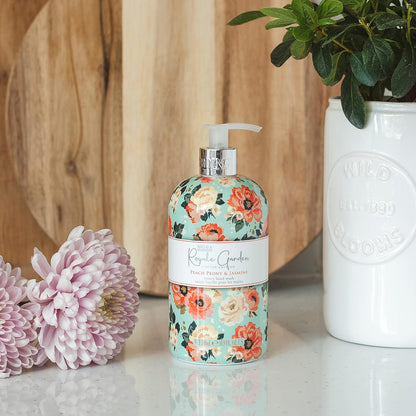 Liquid Hand Soap Wash with Dispenser, Royale Garden, Peach Peony & Jasmine, 16.9oz/500ml (6-Pack)