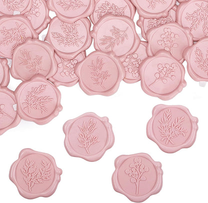 60 Pcs Wax Seal Stickers, Blush Pink, Self-Adhesive, 4 Leaf Styles