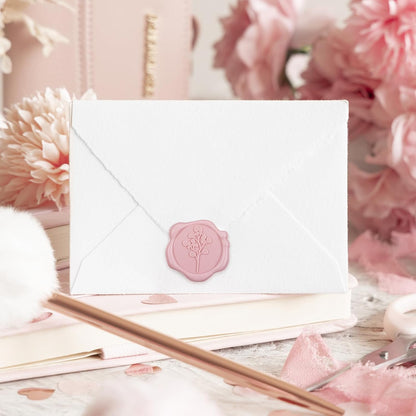60 Pcs Wax Seal Stickers, Blush Pink, Self-Adhesive, 4 Leaf Styles
