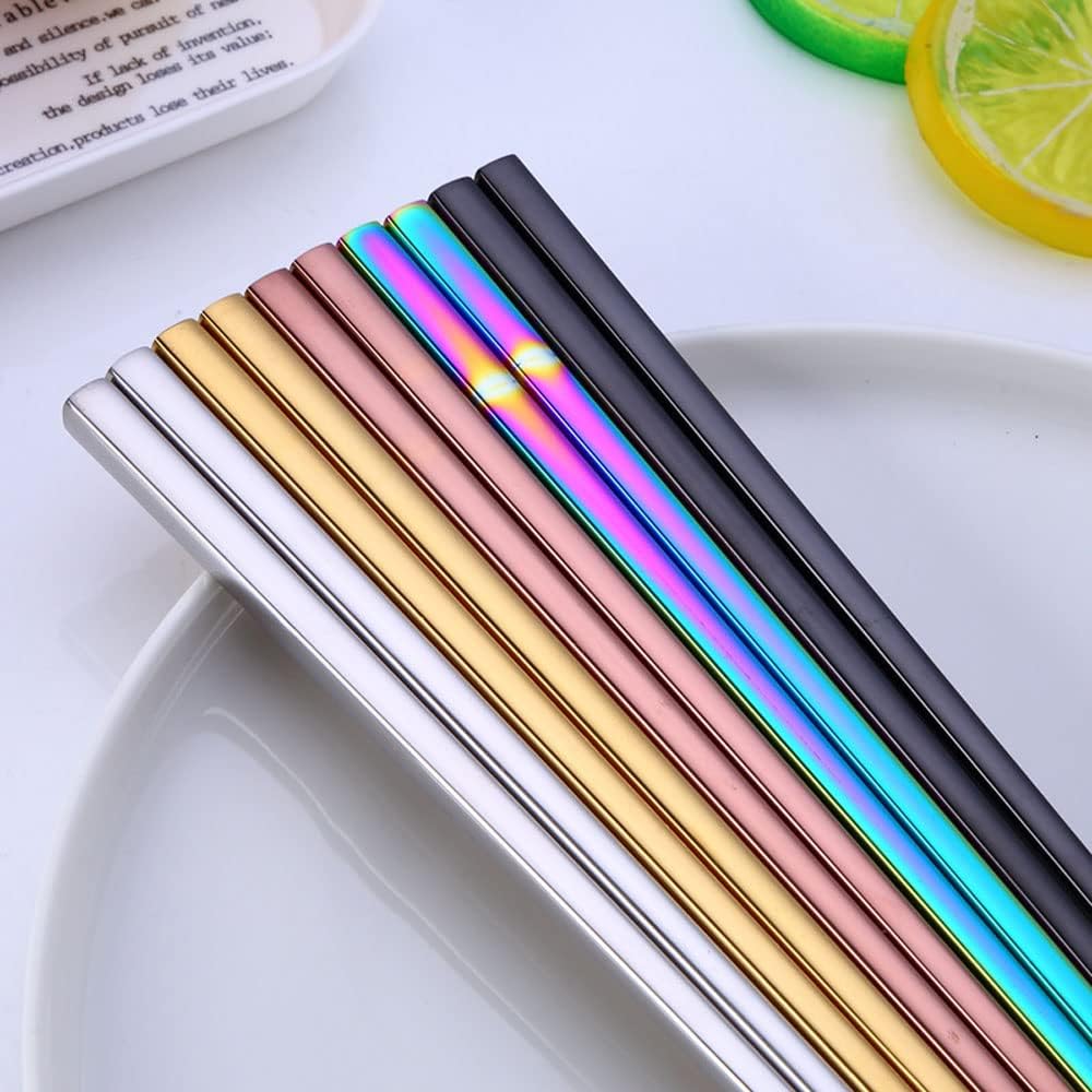 Stainless Steel Chopsticks,Reusable , Easy to Use（3 PCS,Rose gold）