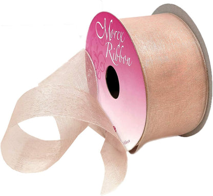 Sheer Organza Ribbon, 1.5 inch by 25 Yards, Blush Peach, 91809/25-034