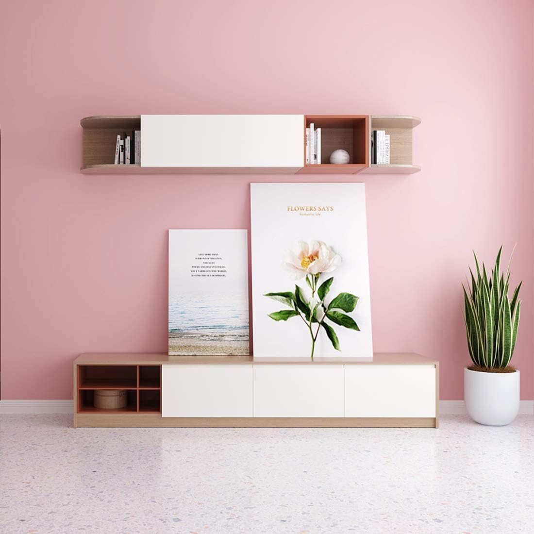 Pink Self-Adhesive Wallpaper Film Stick Paper Easy to Apply