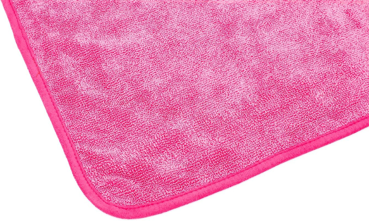 Premium FTW Microfiber Cleaning Towels for Glass, Windows, Mirrors, Polished Surfaces - Streak-Free, Scratchless, 16" x16”, Pink, 3-Pack