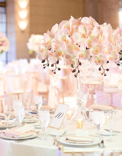 41.34" Orchid Artificial Flowers 6PCS Velvet Silk Faux Orchids Long Stem Artificial Flowers for Tall Vase for Home Wedding Party Decoration(Peach)