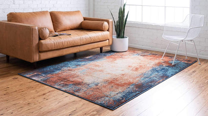 Mystic Collection Over-Dyed Abstract, Mid-Century Modern, Rustic Area Rug (4' 0 x 6' 0 Rectangular, Peach/ Beige)