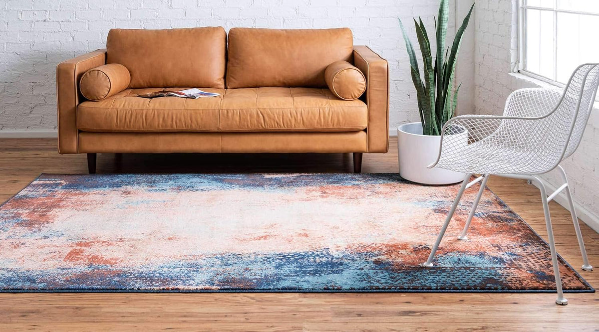 Mystic Collection Over-Dyed Abstract, Mid-Century Modern, Rustic Area Rug (4' 0 x 6' 0 Rectangular, Peach/ Beige)