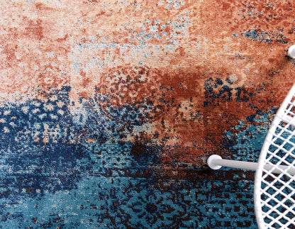 Mystic Collection Over-Dyed Abstract, Mid-Century Modern, Rustic Area Rug (4' 0 x 6' 0 Rectangular, Peach/ Beige)