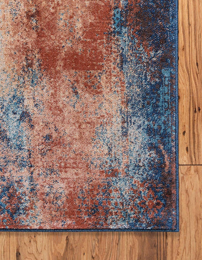 Mystic Collection Over-Dyed Abstract, Mid-Century Modern, Rustic Area Rug (4' 0 x 6' 0 Rectangular, Peach/ Beige)