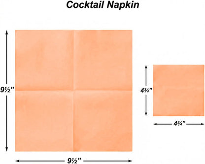 Paper Cocktail Napkins - Linen-Like Disposable Beverage Bar Napkins 4.75" x 4.75" - Bulk Square Napkins - Ideal for Party or Wedding (Peach -100 Count)