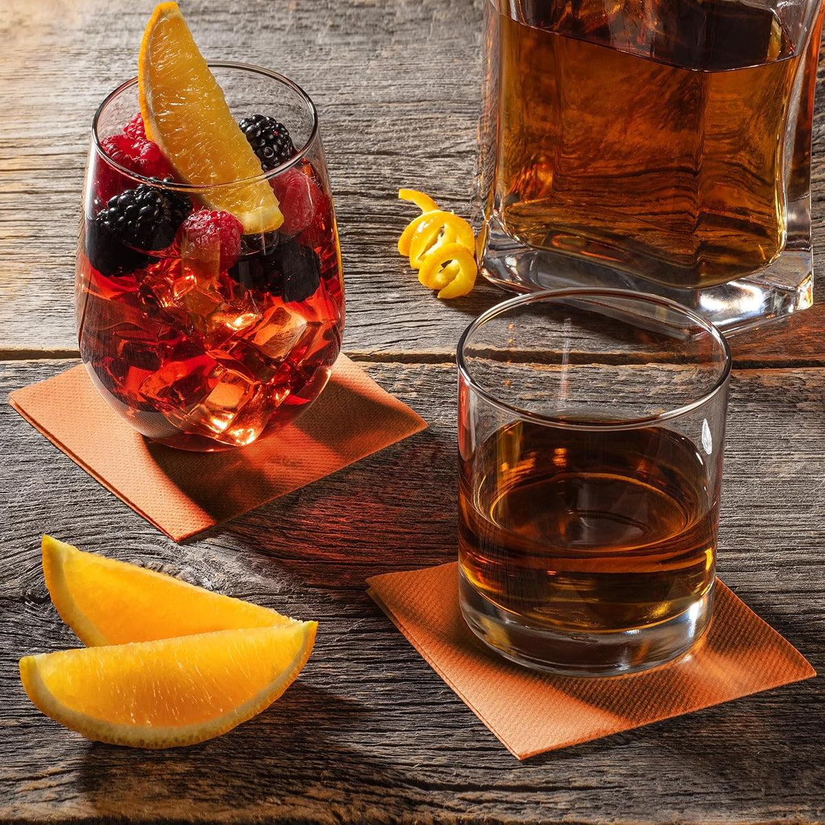 Paper Cocktail Napkins - Linen-Like Disposable Beverage Bar Napkins 4.75" x 4.75" - Bulk Square Napkins - Ideal for Party or Wedding (Peach -100 Count)