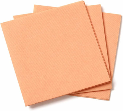 Paper Cocktail Napkins - Linen-Like Disposable Beverage Bar Napkins 4.75" x 4.75" - Bulk Square Napkins - Ideal for Party or Wedding (Peach -100 Count)