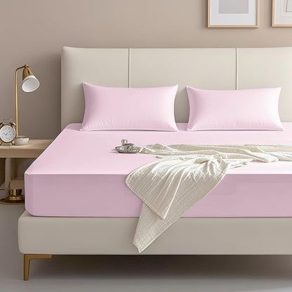 Full Fitted Sheet Only – Premium Hotel-Quality Fitted Sheet for Full Bed – Ultra Soft & Breathable Brushed Microfiber – Elegant Black Box Packaging (Pink)