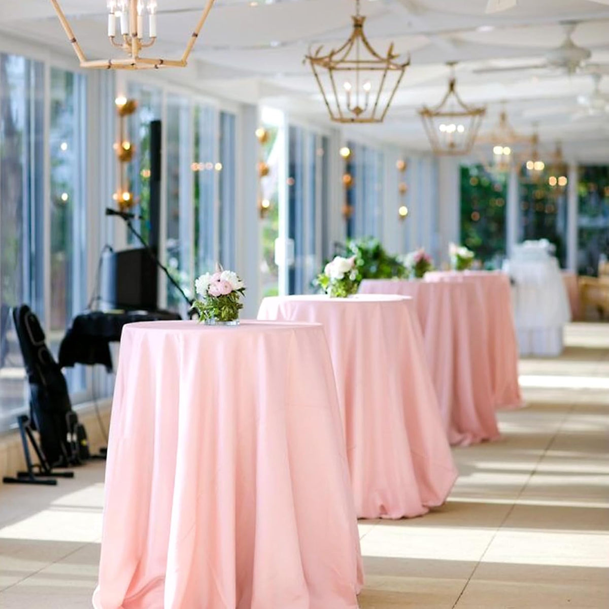 12 Packs 120 Inch Pink Round Polyester Tablecloths