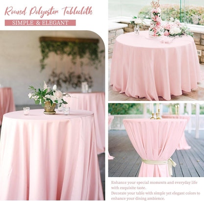 12 Packs 120 Inch Pink Round Polyester Tablecloths